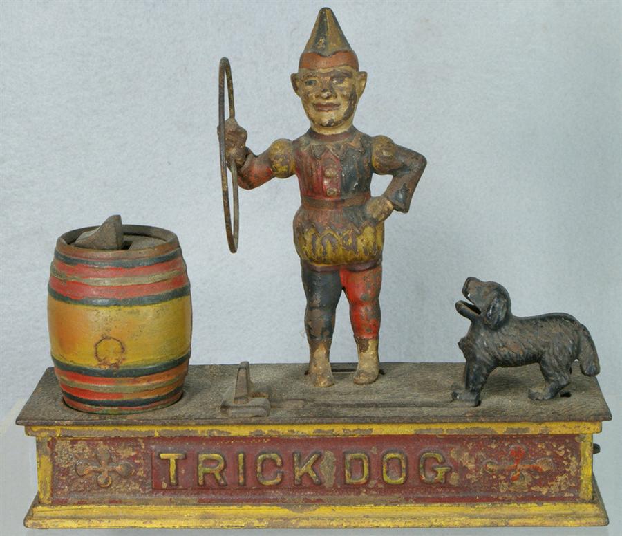 Appraisal: Trick Dog cast iron mechanical bank solid base some chips