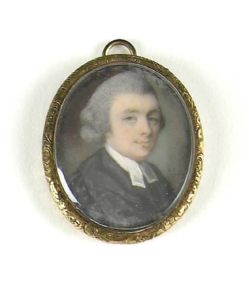 Appraisal: An oval portrait miniature on ivory of a cleric by