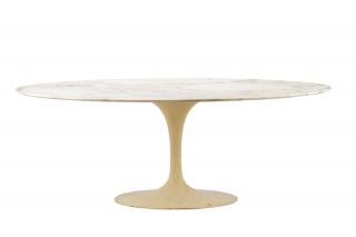 Appraisal: Saarinen for Knoll White Marble Oval Tulip Table Attributed to