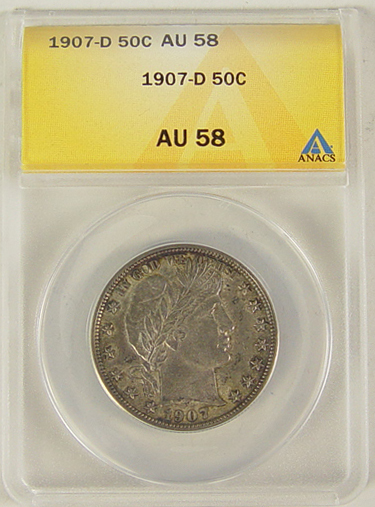 Appraisal: -D Barber Half Dollar ANACS certified and graded AU A