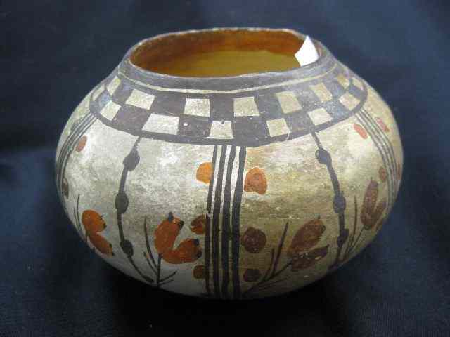 Appraisal: Indian Pottery Vase panels of flowers alternating block border ''