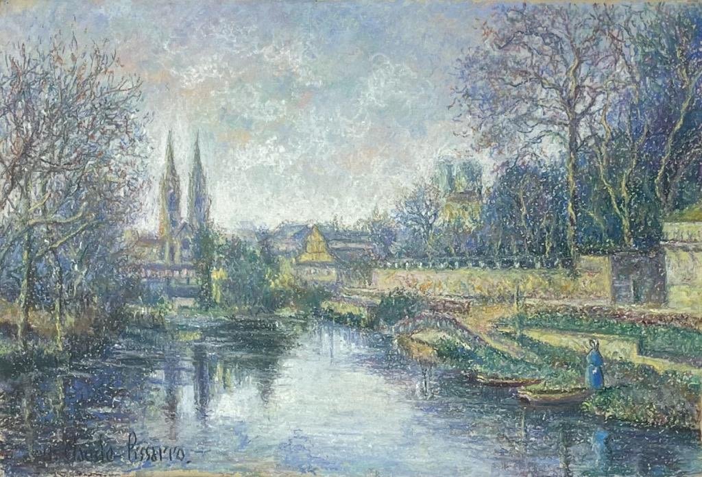 Appraisal: Hughes Claude Pissarro Pastel On CardstockWith Appraisal Frame x Image