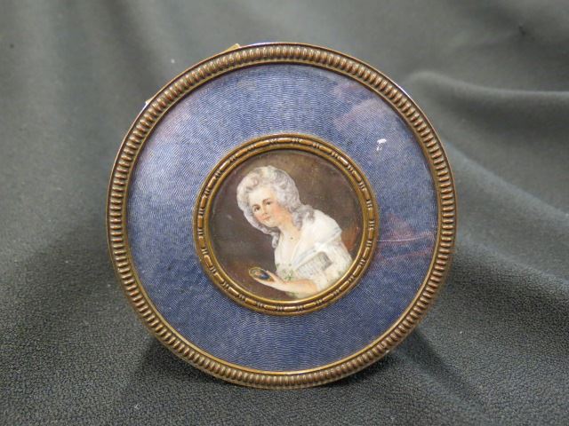 Appraisal: French Box with Minature Potrait on Ivoryof a young lady