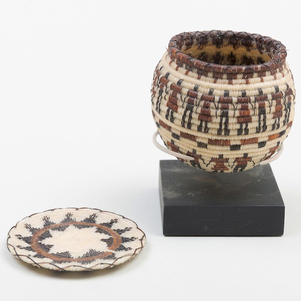 Appraisal: Norma Antone O'Odham Polychrome Horsehair Friendship Bowl and Associated Tray