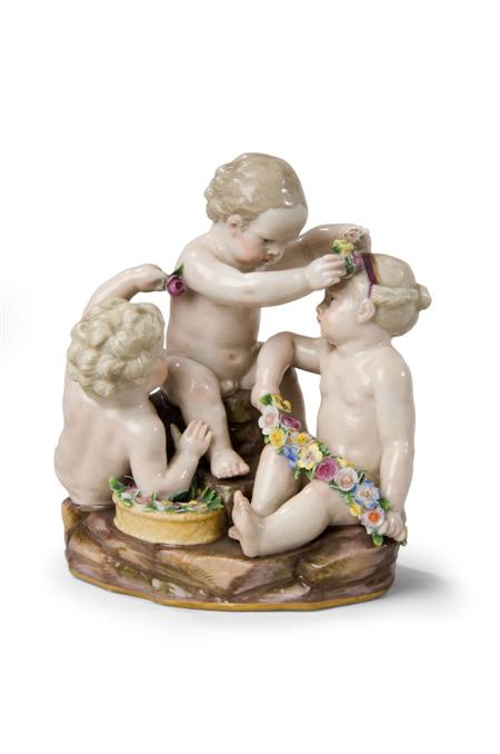 Appraisal: A Meissen figure group late th century modelled as three