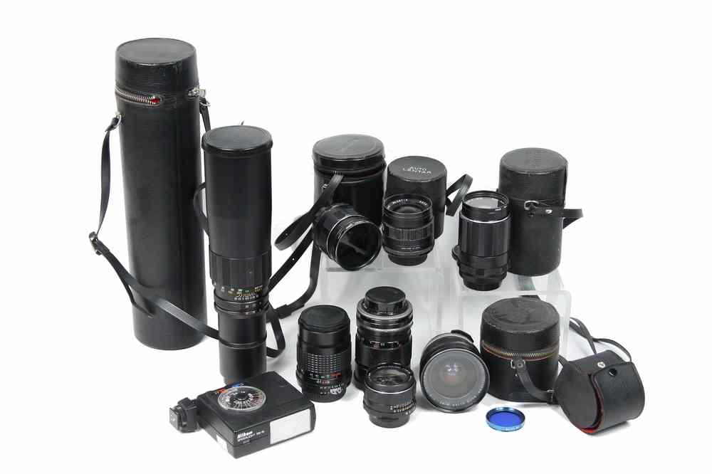 Appraisal: GROUP CAMERA LENSES FLASH - Including Soligor Auto Ultra Wide