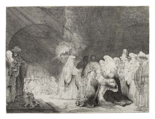 Appraisal: REMBRANDT VAN RIJN The Presentation in the Temple Oblong Print