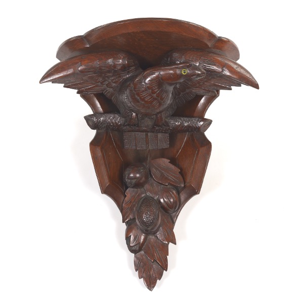 Appraisal: BLACK FOREST CARVED EAGLE WALL BRACKET x Black Forest carved