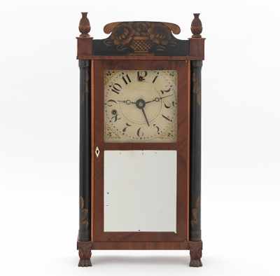 Appraisal: A Silas Hoadley Shelf Alarm Clock ca Mid 's Wood