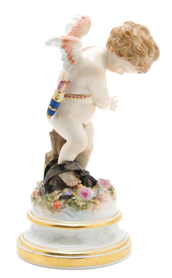 Appraisal: Meissen Porcelain Figure depicting Cupid in a trap incised L