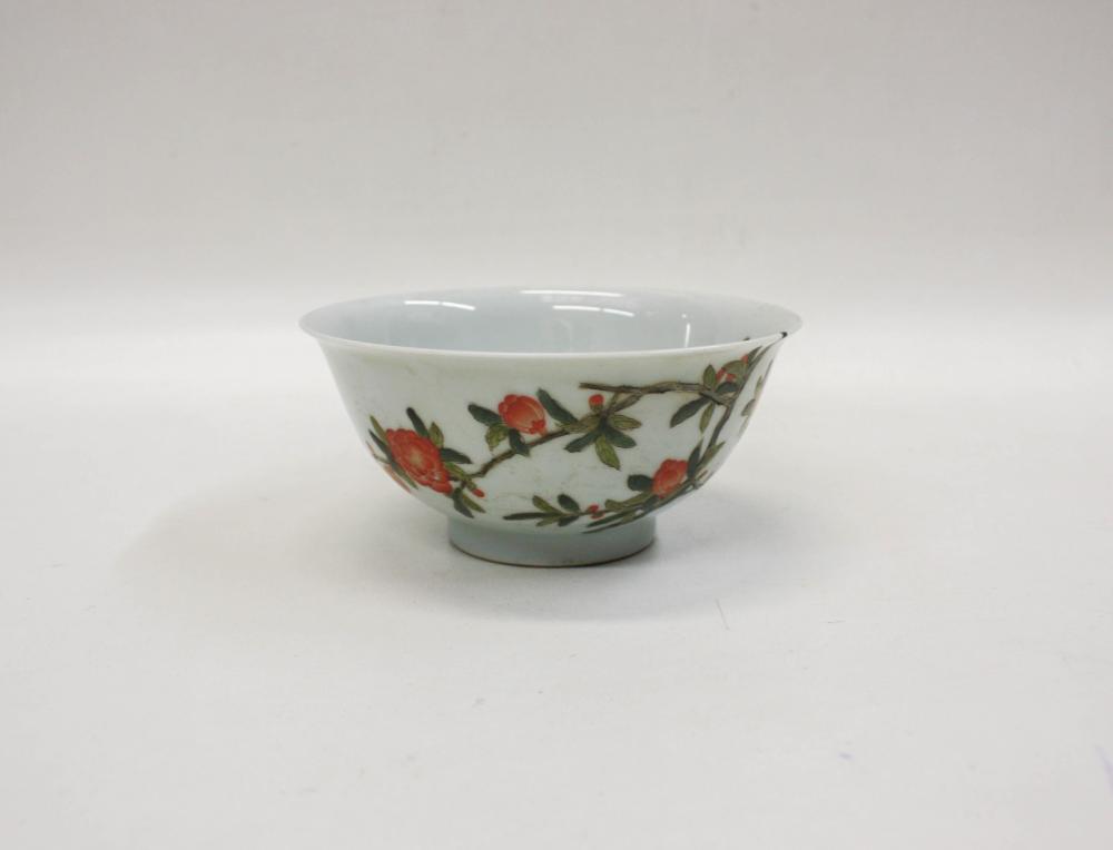 Appraisal: CHINESE PORCELAIN BOWL featuring cross edge flowering tree branch and