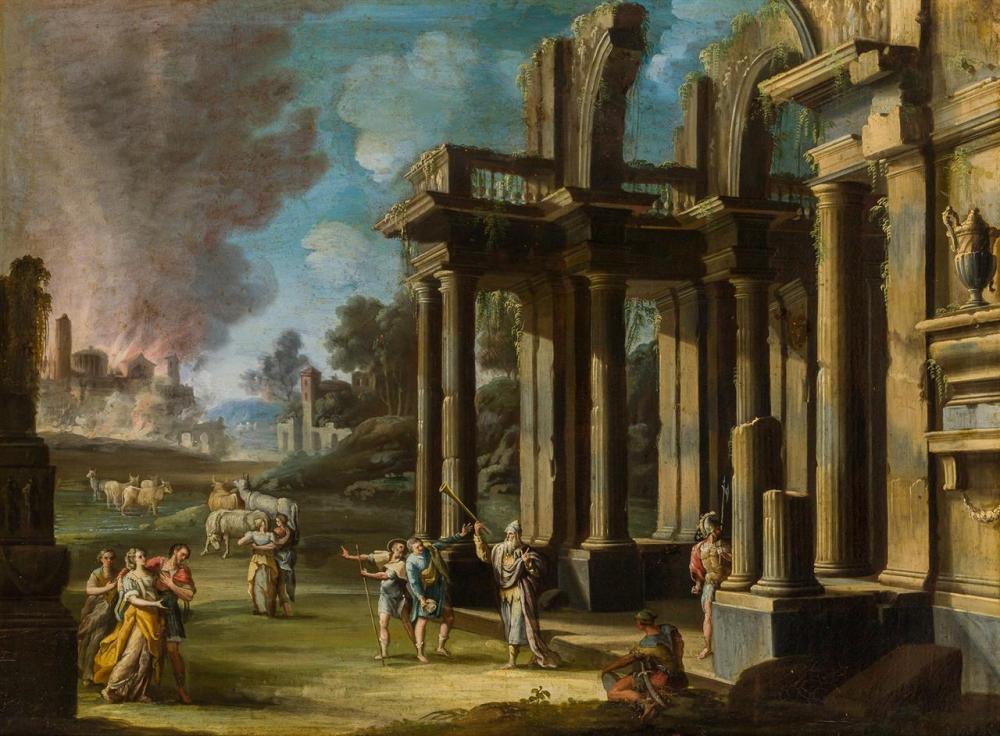 Appraisal: CONTINENTAL SCHOOL Scene in the Ruins oil on canvas unsigned