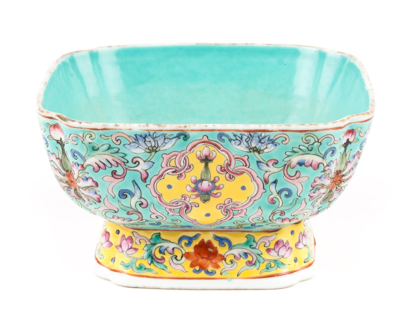 Appraisal: Chinese porcelain footed bowl mid- th century turquoise ground with