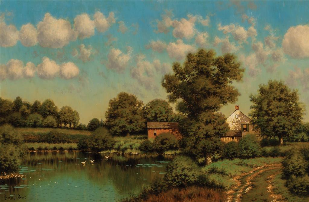 Appraisal: GEORGE W DREW American - Ducks in a Pond oil