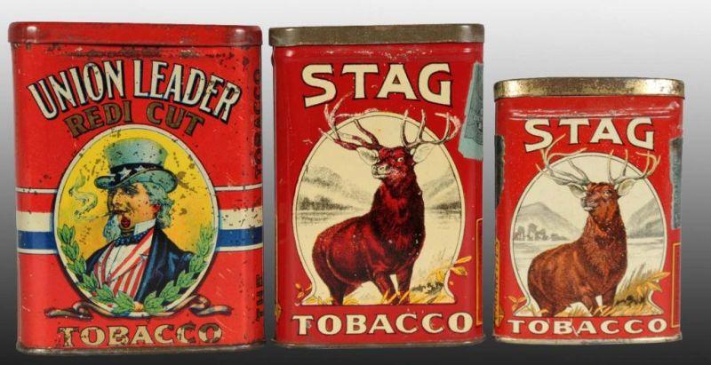 Appraisal: Lot of Vertical Tobacco Tins Description Includes two Stag tins