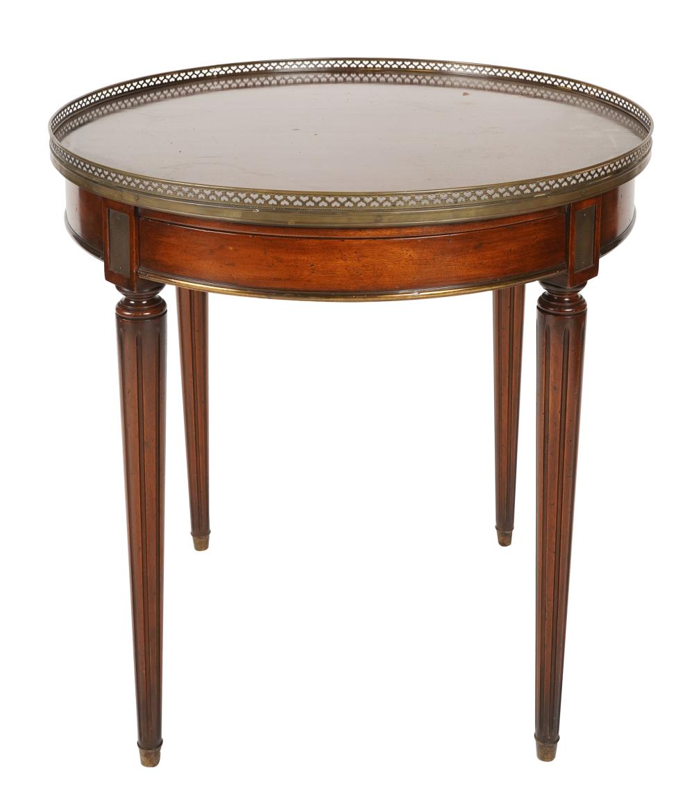 Appraisal: LOUIS XVI-STYLE BOUILLOTTE TABLE th century the round top with