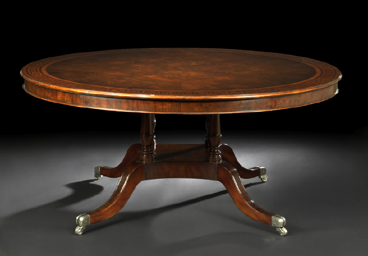 Appraisal: Regency-Style Burl Wood Center Table the circular top quarter veneered