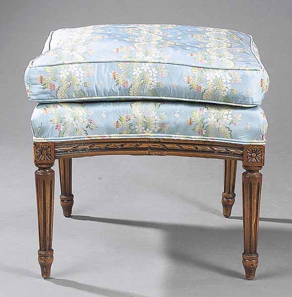 Appraisal: A Louis XVI-Style Walnut Stool early th c with incurvate