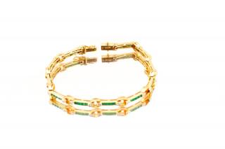 Appraisal: k Yellow Gold Emerald Diamond Bracelet An k yellow gold