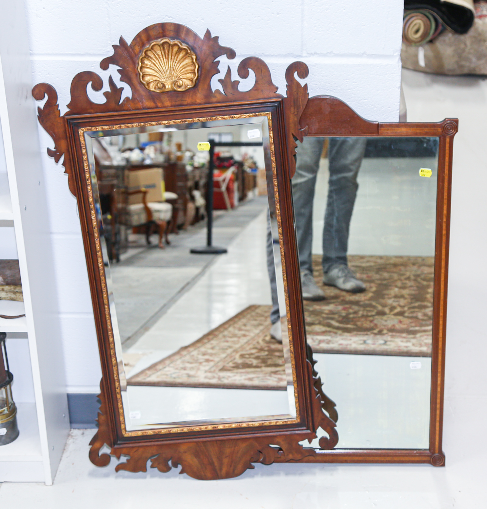 Appraisal: TWO MAHOGANY MIRRORS Including Henkel Harris Chippendale style fretwork mirror