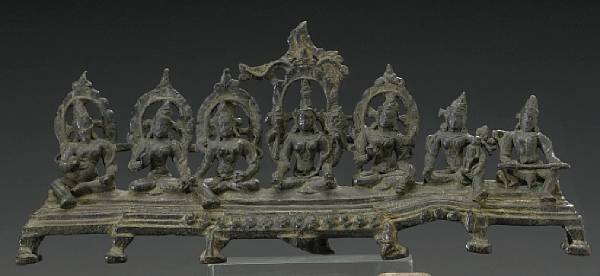 Appraisal: An Indian Pala bronze shrine of mother goddesses th Century