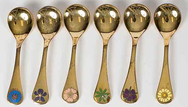 Appraisal: Georg Jensen Series of Dessert Spoons Danish ca s a