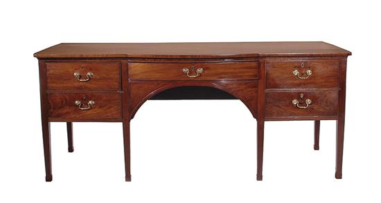 Appraisal: Georgian mahogany bowfront sideboard circa shaped top conforming case with