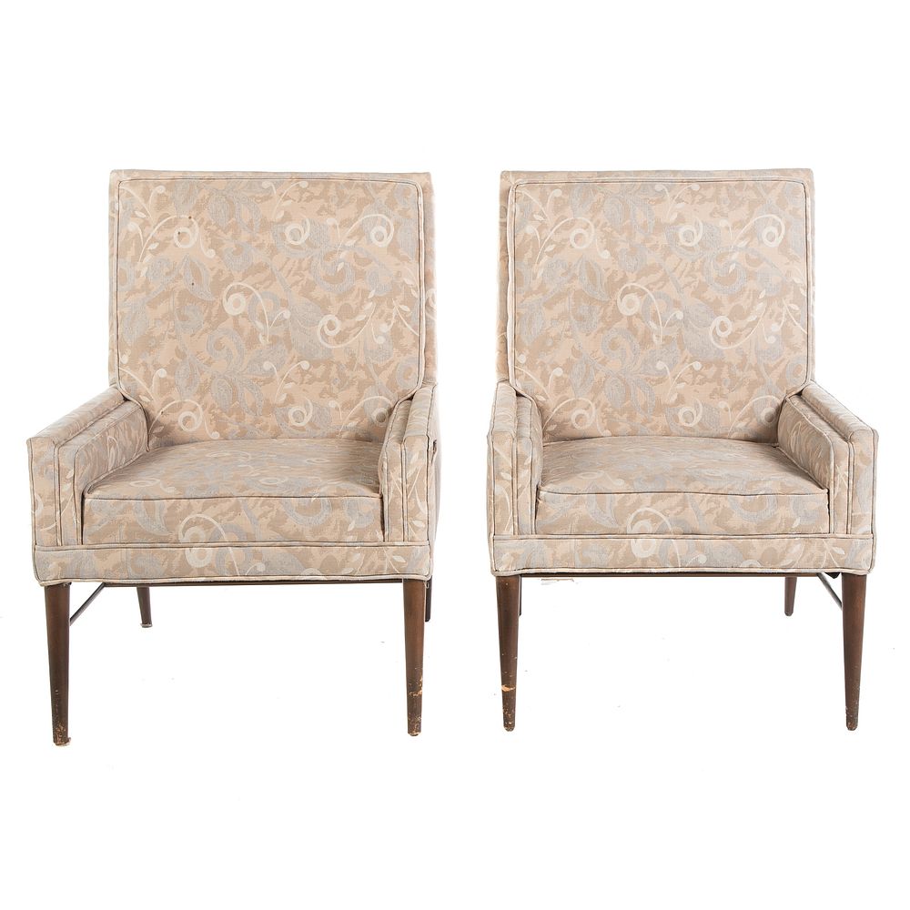 Appraisal: Pair of Mid-Century Upholstered Arm Chairs in H in W