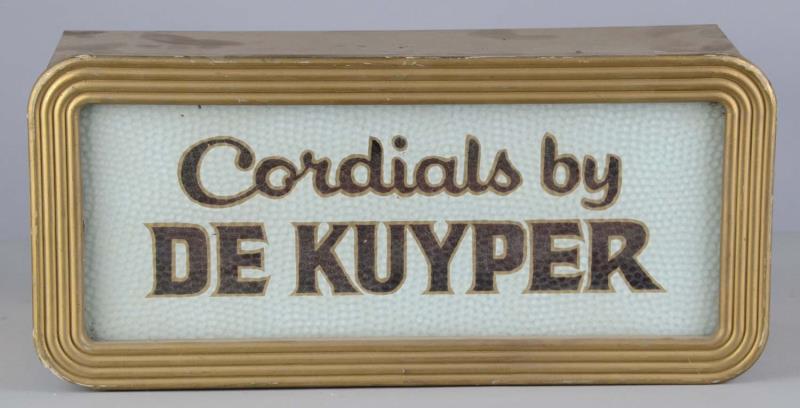 Appraisal: Cordials By Dekuyper Lighted Spinner Sign This textured glass advertising