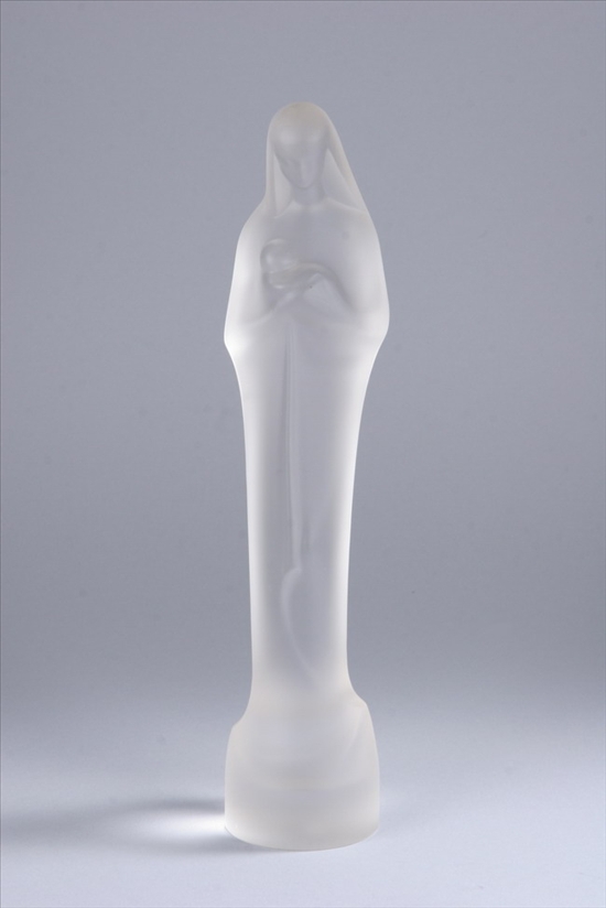 Appraisal: MOLDED AND FROSTED GLASS FIGURE OF MADONNA AND CHILD imprinted