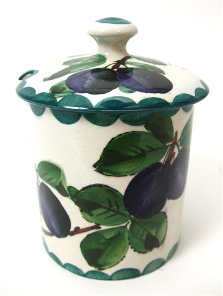 Appraisal: WEMYSS MEDIUM PRESERVE JAR AND COVER CIRCA decorated with dark