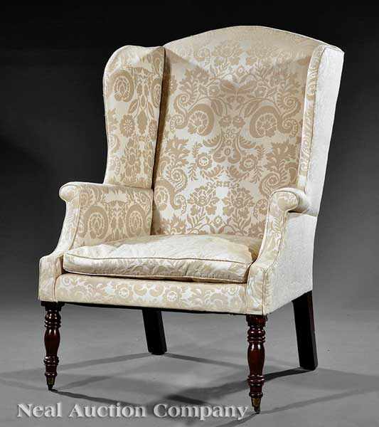 Appraisal: An American Federal Mahogany Wing Chair in the Sheraton Taste