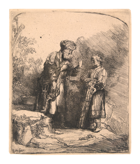 Appraisal: REMBRANDT VAN RIJN Abraham and Isaac Etching x mm x