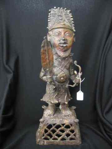 Appraisal: African Tribal Bronze Statue of a Warrior '' tall