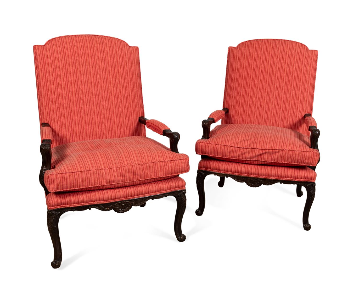 Appraisal: PR GEORGE II STYLE MAHOGANY GAINSBOROUGH CHAIRS Pair of mahogany