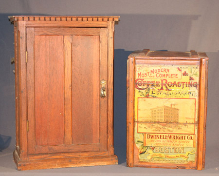 Appraisal: American Renaissance Revival Oak Low Single-Door Cabinet and a Lithographed