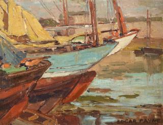 Appraisal: EDGAR PAYNE - Boat Prowsoil on canvasboard x inchessigned lower