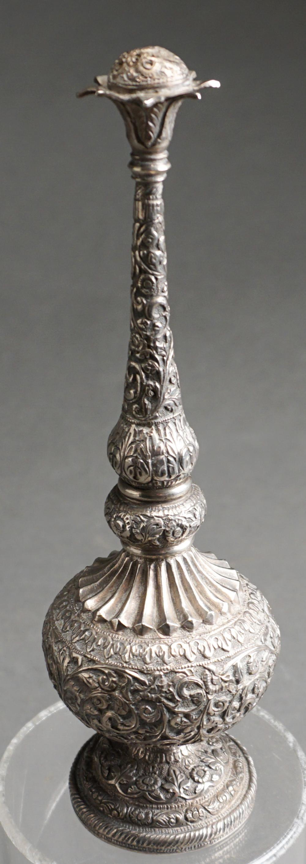 Appraisal: INDO-PERSIAN HIGH-PURITY SILVER ROSE WATER BOTTLE OZIndo-Persian High-Purity Silver Rose