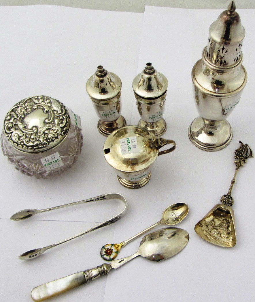 Appraisal: Silver comprising a pair of salts or urn shaped form