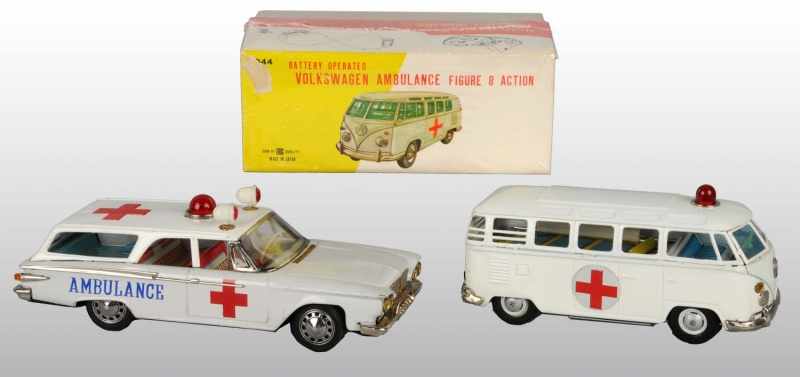 Appraisal: Lot of Tin Ambulance Toys Description Japanese Working Includes one