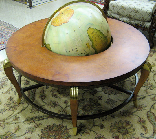 Appraisal: FEDERAL STYLE WORLD GLOBE COCKTAIL TABLE The round table has