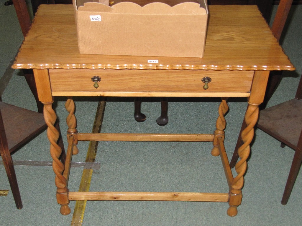 Appraisal: Oak single drawer occasional table