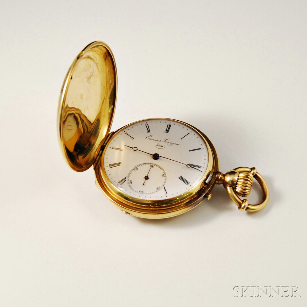 Appraisal: Edouard Perregaux kt Gold Pocket Watch enameled hunting case watch