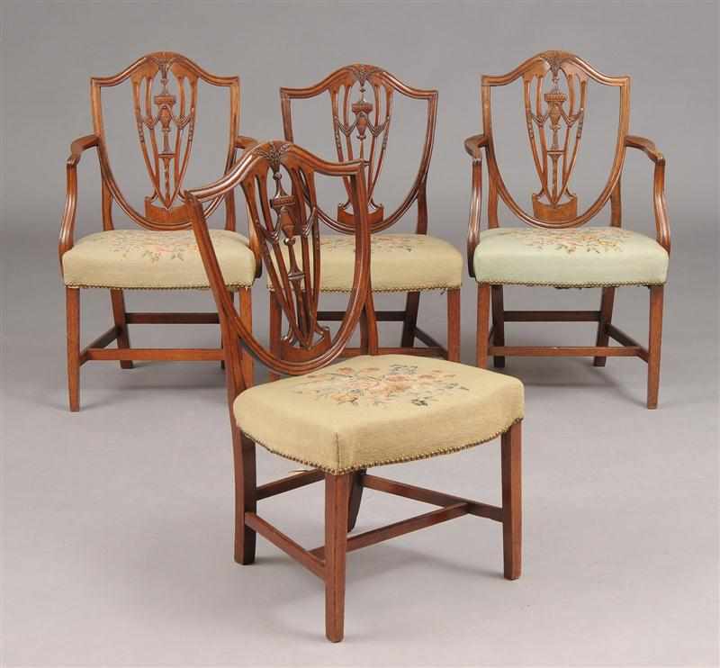 Appraisal: ASSEMBLED SET OF EIGHT GEORGE III CARVED MAHOGANY DINING CHAIRS