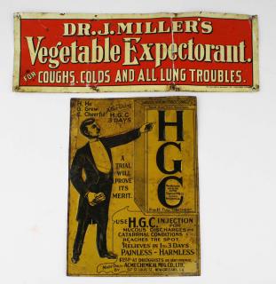 Appraisal: Hgc Injection Dr Miller'S Vegetable Expectorant Tin Signs Some Stains