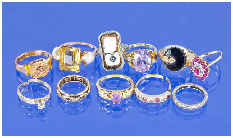 Appraisal: Collection Of Mostly ct Gold Dress Rings Set With Coloured