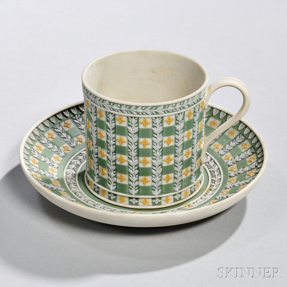 Appraisal: Wedgwood Tricolor Jasper Dip Diceware Coffee Can and Saucer England