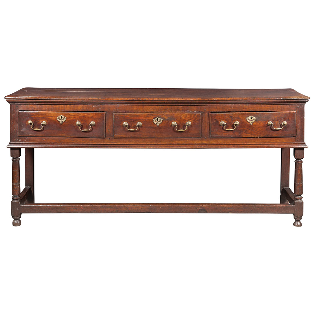 Appraisal: Welsh Oak Dresser Base th Century The two-plank rectangular above