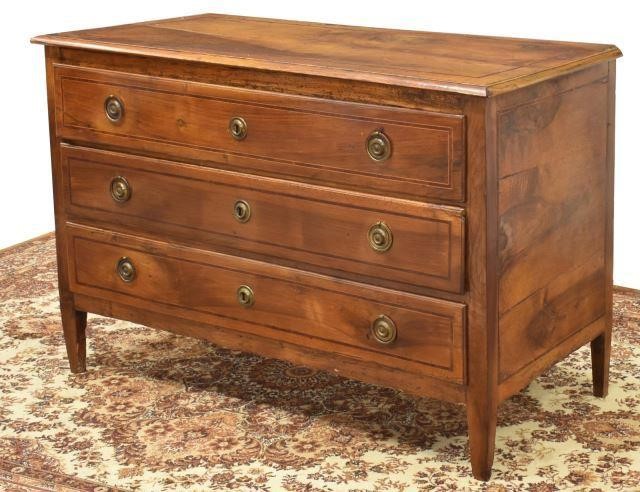 Appraisal: French Louis XVI period walnut commode th c banded top