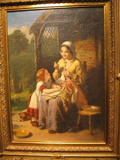 Appraisal: George Smith Mother and Child Sewing by Cottage Door oil